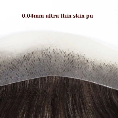Men Toupee For Forehead 0.06mm Ultra Thin Skin #4 Brown Front Hairline Patch For Male Human Hair Wig Capillary Prosthesis Peruk