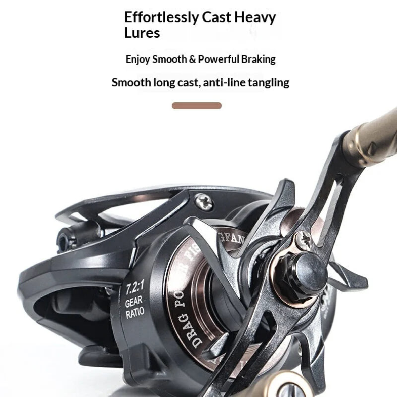 Power Fishingfans Baitcasting Fishing Reel Anti Backlash Long Casting Deep Water No Gear Sense Bait Finesse Lure Raft Angling