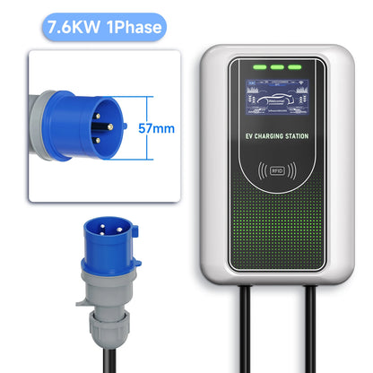 AFYEEV Type2 EV Charger 32A 7.6KW Charging Station Car Charger 11KW 22KW 3Phase EVSE Wallbox APP Bluetooth WiFi Remote Control