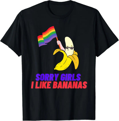 "Sorry Girl I Love Banana" Fun LGBTQ Gay Pride T-shirts Men Short Sleeve Fashion Streetwear Tshirts