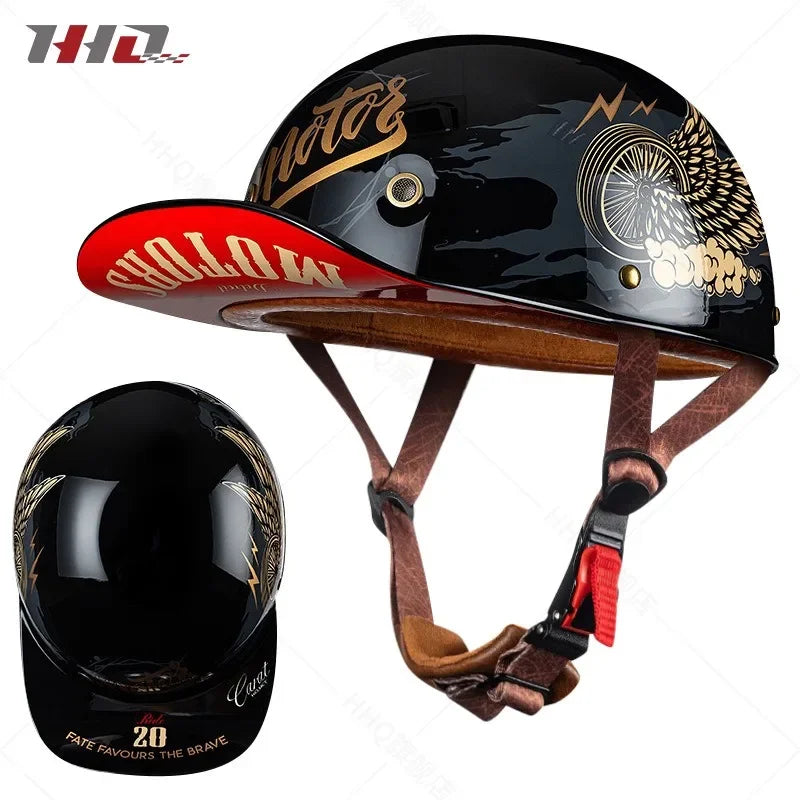 Retro Bucket Half Helmet for Men & Women - Motorcycle & Electric Bike Safety Helmet