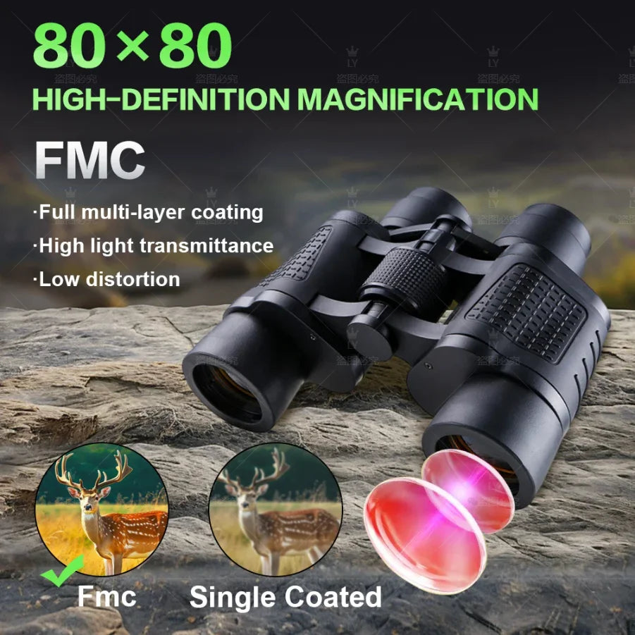 CAOX Professional Binoculars 80X80 Long Range 15000m HD Telescope Low light night vision for Hunting Camping Hiking Trave Sports
