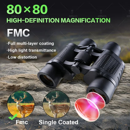 CAOX Professional Binoculars 80X80 Long Range 15000m HD Telescope Low light night vision for Hunting Camping Hiking Trave Sports
