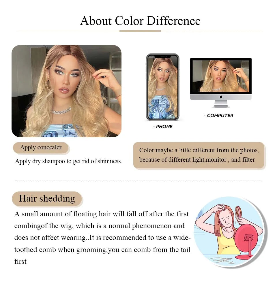 13*6 HD Lace Front Wigs Blonde Mixed Brown Synthetic Wigs For Women Daily Party Short Straight Natural Fake Hair Heat Resistant