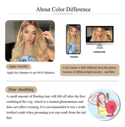 13*6 HD Lace Front Wigs Blonde Mixed Brown Synthetic Wigs For Women Daily Party Short Straight Natural Fake Hair Heat Resistant