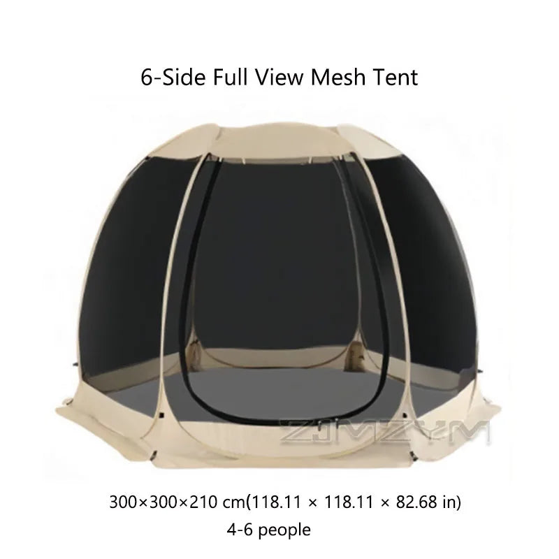 Pop Up Panoramic Mesh Tent Large Full View Mesh Tent for Backyard Patio Camping Picnic Beach Bug Proof High Ventilation