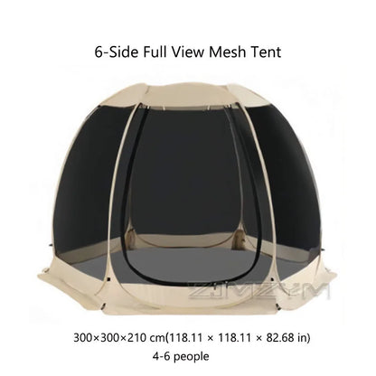 Pop Up Panoramic Mesh Tent Large Full View Mesh Tent for Backyard Patio Camping Picnic Beach Bug Proof High Ventilation