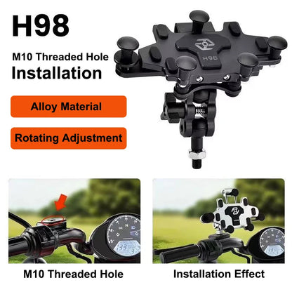Shock-Absorbing Phone Holder for Motorcycle Bicycle 2024 Upgraded Alloy Rotary Adjustment Mobile Phone Navigation Bracket