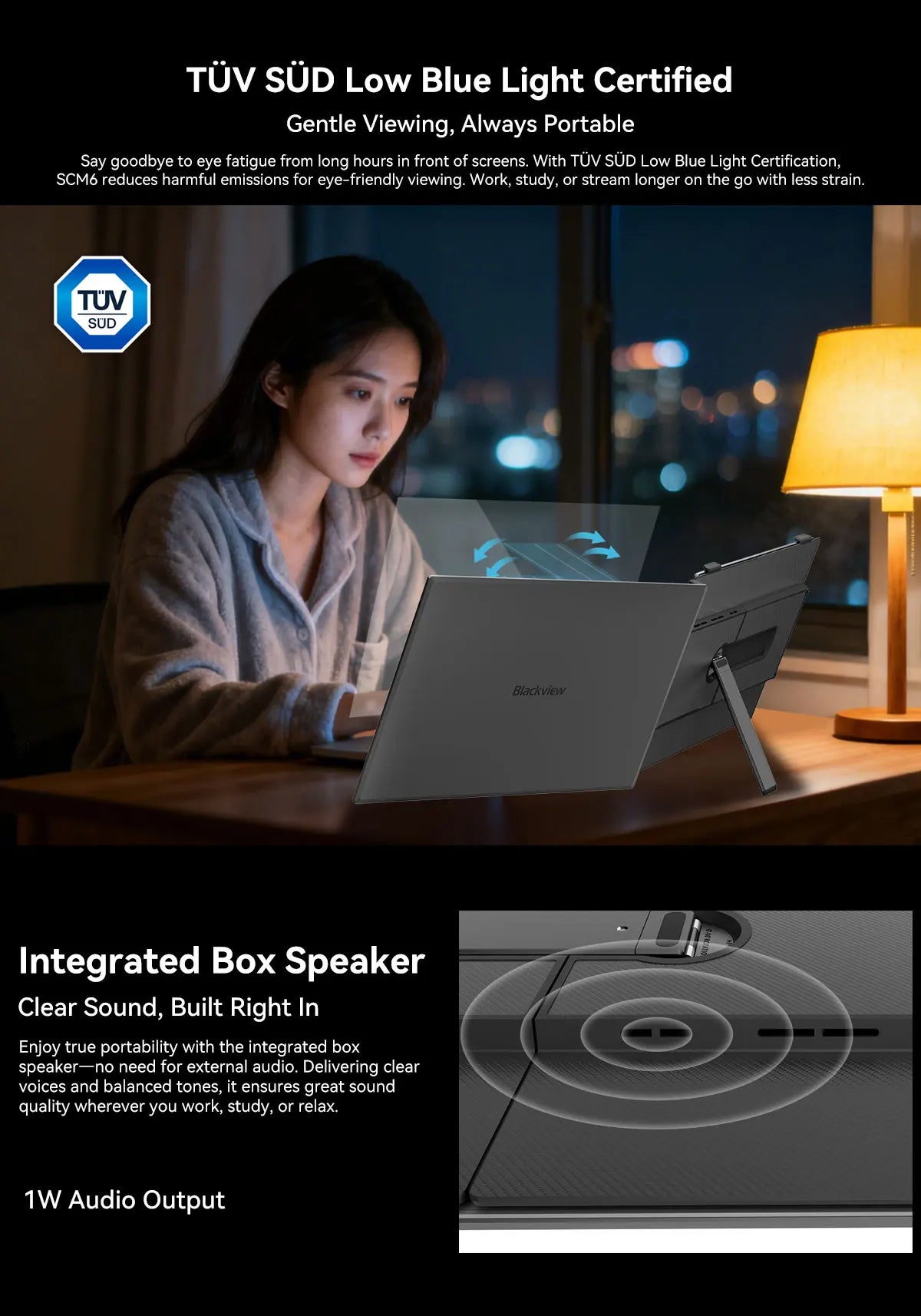 Blackview SCM6 Laptop Screen Extender, Ultra-Thin,14" FHD 1080P IPS Portable Laptop Monitor, for Windows/Mac/Android/Switch