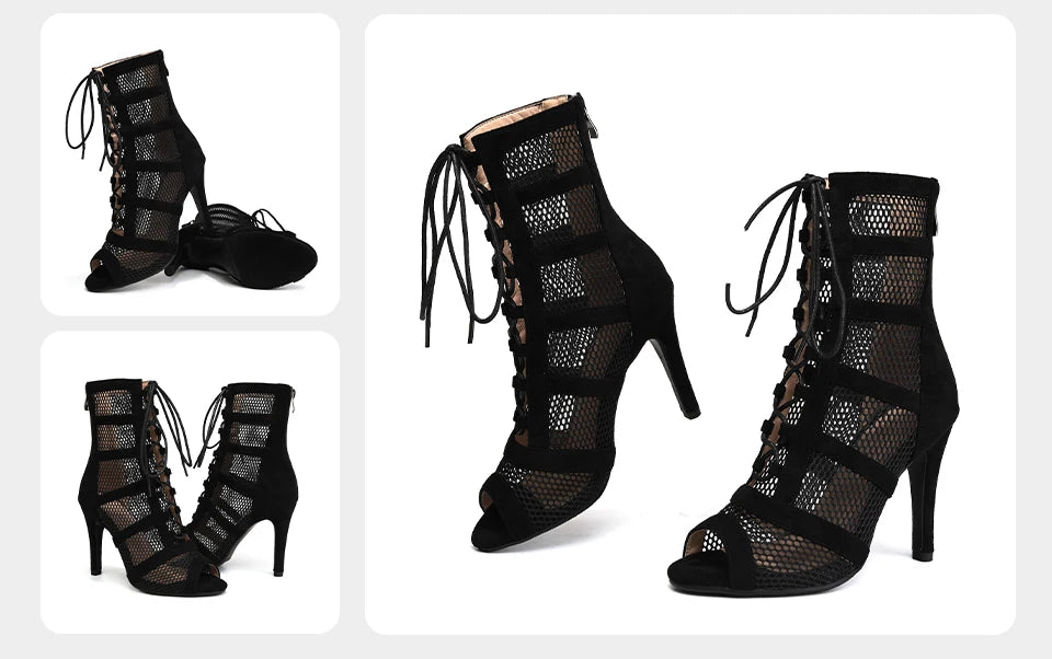 DKZSYIM Dance Boots Latin Women Ballroom Dance Shoes Ladies Girls Soft Soles Tango/Salsa Dance Shoes Sexy Thin Heel 7cm-11cm