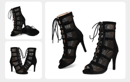 DKZSYIM Dance Boots Latin Women Ballroom Dance Shoes Ladies Girls Soft Soles Tango/Salsa Dance Shoes Sexy Thin Heel 7cm-11cm