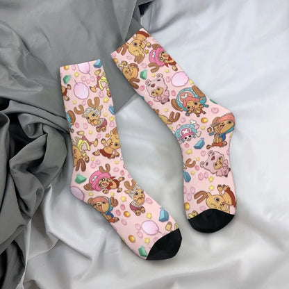 Fashion Men's Socks Harajuku Tony Tony Choppers Sock Luffys Zoros Trafalgar Law Anime Women's Socks Spring Summer Autumn Winter
