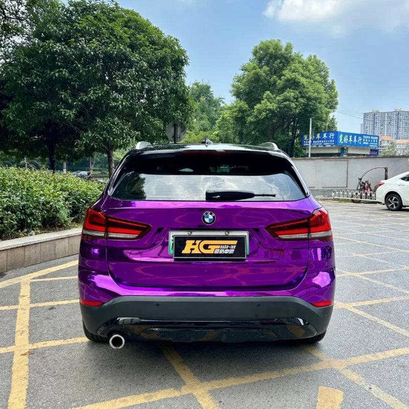 Premium Gloss Stretchable Chrome Mirror Purple Vinyl Wrap Adhesive Film Car Sticker Decal