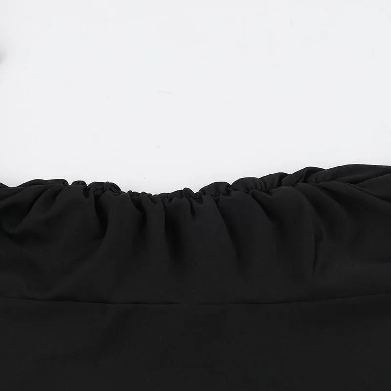 Goth Dark Cospaly Partywear Women Fashion Batwing Sleeve Mini Dress Elegant Slim Pleat Bodycon Dresses Mall Gothic Alt Teachwear