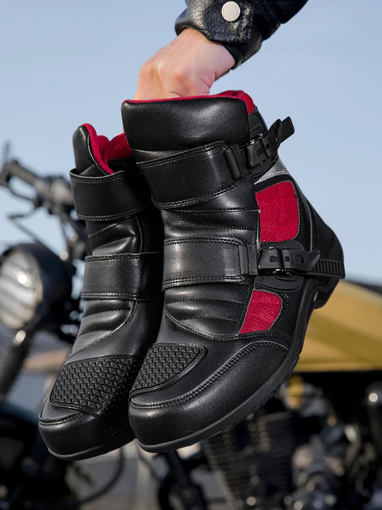 Man Motorcycle Boots New Breathable Anti-fall Rider Road Racing Motorcycle Shoes Microfiber Leather Men's Motos Protection Boot