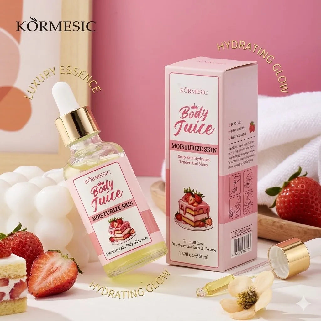 KORMESIC Strawberry Cake Body Oil - Hydrating Moisturizing Nourishing Skin Long-lasting Sweet Fragrance For All Skin Types