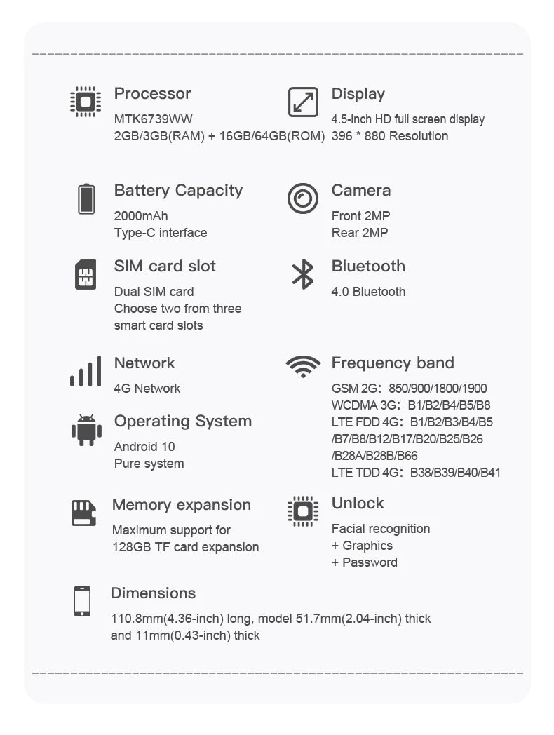 SERVO S45 PRO Android Mini Smartphone 4G LTE 4.5" HD Display 3+64GB Face Unlock Small Portable Cell Phone 2 SIM GPS Play Store