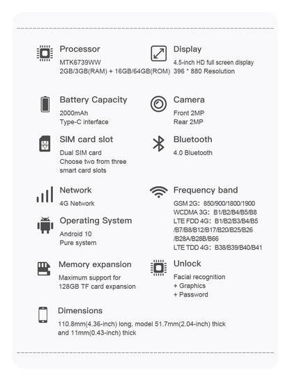 SERVO S45 PRO Android Mini Smartphone 4G LTE 4.5" HD Display 3+64GB Face Unlock Small Portable Cell Phone 2 SIM GPS Play Store