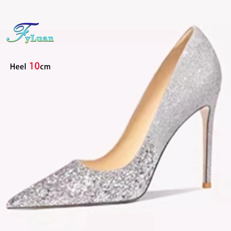 Champagne Color  High Heels 10cm 8cm 6cm Women's Shoes Thin Heels Pointed Head Ladies Pumps Shallow Mouth Stiletto Party Shoes