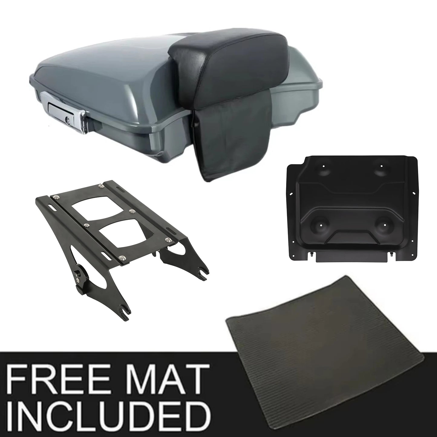 Motorcycle Razor Trunk Backrest Rack For Harley Touring Road Glide Street Glide 2014-2025 Gunship Gray