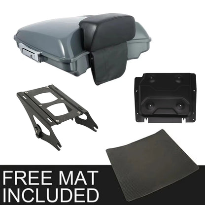 Motorcycle Razor Trunk Backrest Rack For Harley Touring Road Glide Street Glide 2014-2025 Gunship Gray