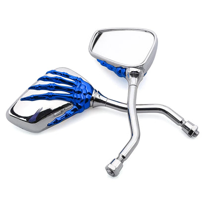 Universal Motorcycle Skull Hand Claw Rear-View Side Mirror Universal Fit Mirror Bolt For Street Sport Bike Chopper Cruiser
