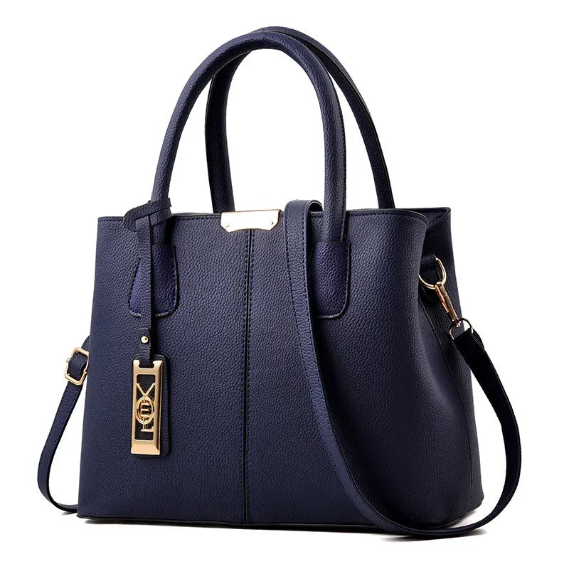 Simple Women's PU Leather Shoulder Bag Large Capacity Handbag Wire Tag Hanging Bag Square Shape Soft Handbags with Zipper