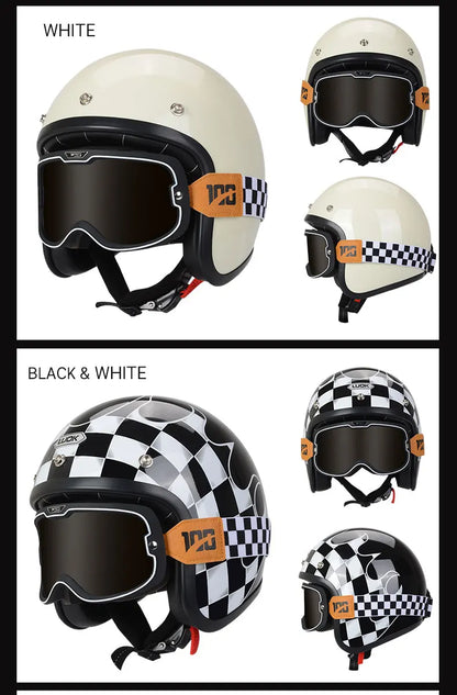 Hot Sale Open Face Helmet Retro 3/4 Jet Motorcycle Helmets Men ABS Shell Safty Cap German Style Four Seasons DOT Approved