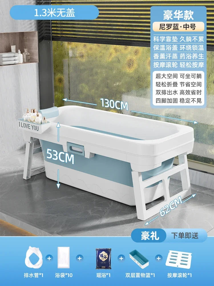 Portable Folding Bathtub for Adults hot Bath Spa Plastic Bathtubs Children Swimming pool Bucket Sauna Lid Cover House Bath Tub