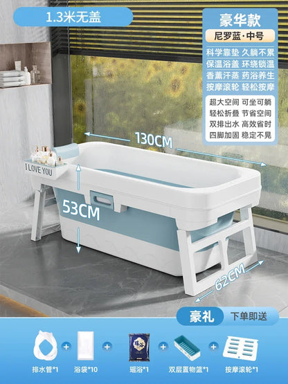 Portable Folding Bathtub for Adults hot Bath Spa Plastic Bathtubs Children Swimming pool Bucket Sauna Lid Cover House Bath Tub