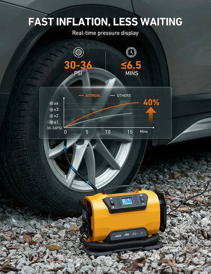 110V-230V AC/DC Dual Power Portable Inflation Pump Car Air Compressor for Home Auto Dual Inflatable Boat Bicycle Tire Inflator
