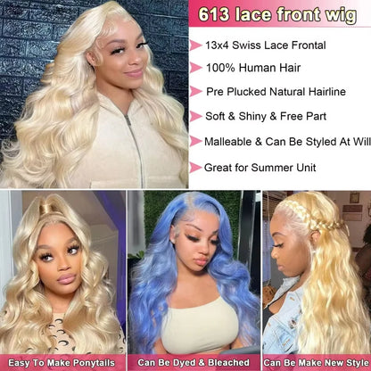 Blond 613 Human Hair Wig 210 Density 30 40Inch Body wave Human Hair Wig 613 Hd Lace Frontal Wig 13x6 Pre Plucked Brazilian Hair