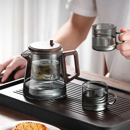 Creative Tea separation Glass Teapot 650ML Heat Resistant Lazy Kungfu Drip Teapot Transparent Press Control