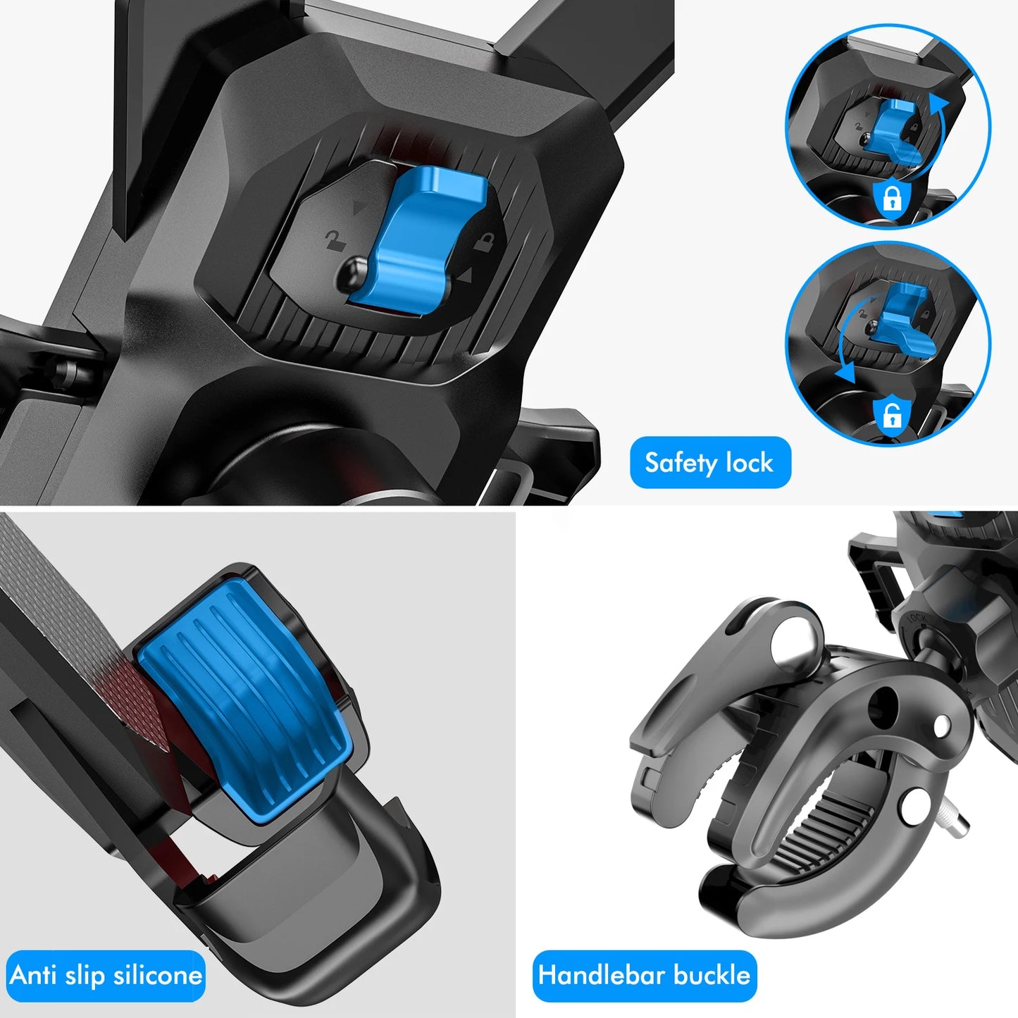 Bike Phone Holder 360° Adjustable Universal Bicycle Phone Holder for 4.7-7 Inch Mobile Phone Stand Shockproof Bracket GPS Clip