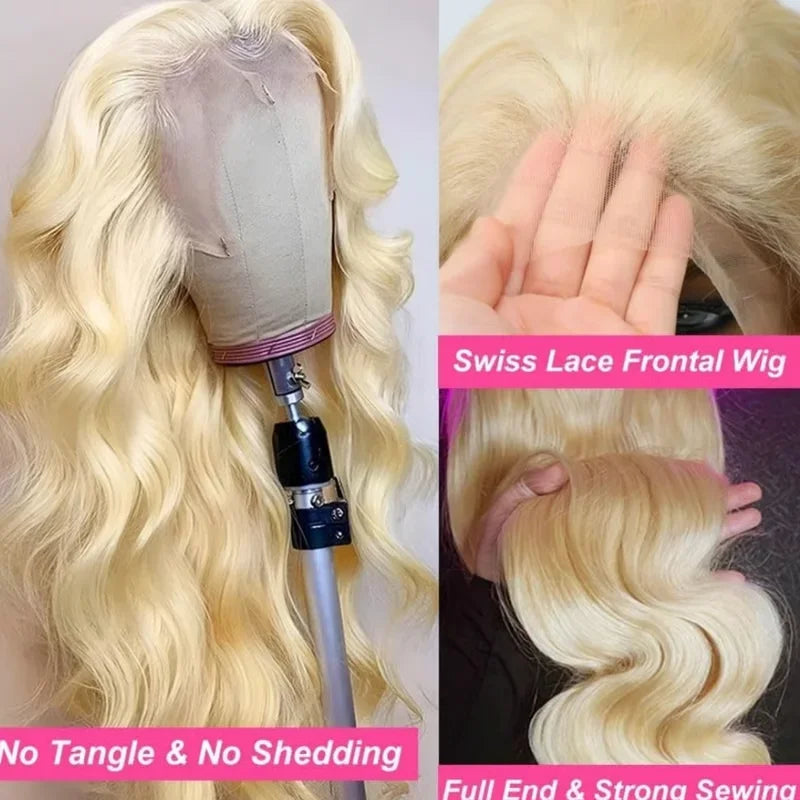 613 13x6 Lace Front Wig Human Hair 30 Inch HD Lace Frontal Wig Blonde Body Wave Lace Front Wigs Human Hair Pre Plucked Baby Hair