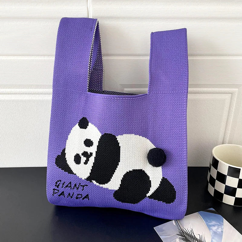 Women Handmade Knitted Small Handbag, Casual Wrist Bag, Student Reusable Shopper Mini Tote Bag, Suitable for Daily Use Outdoor