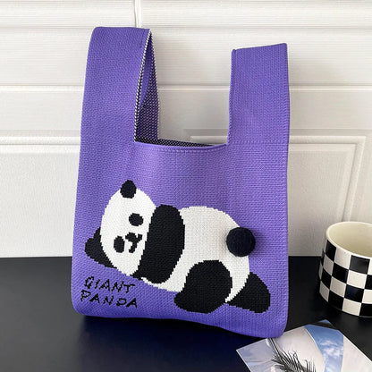 Women Handmade Knitted Small Handbag, Casual Wrist Bag, Student Reusable Shopper Mini Tote Bag, Suitable for Daily Use Outdoor