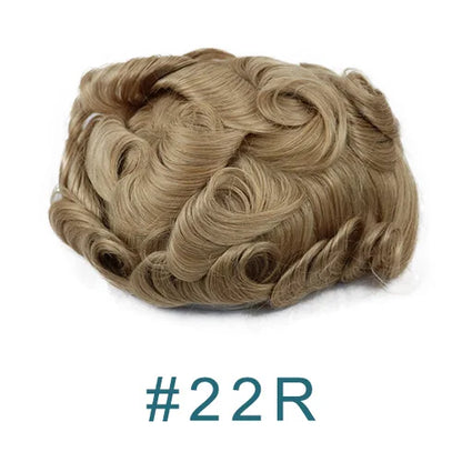 26mm Loose Curly 0.06mm Natural Hairline Men Toupee Ultra Thin Skin Full VLoop 1B80 613# Blonde Male Human Hair Prosthesi System