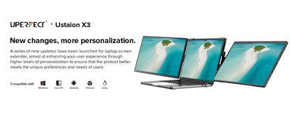 UPERFECT 14" 2K Triple Portable Monitor with 360° Rotation Stand 2240x1400 QHD IPS Laptop Screen Extender for Windows Chrome Mac