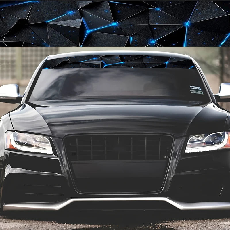 A unique sticker for the front windshield of your car, designed to attract attention. It is waterproof, scratch resistant