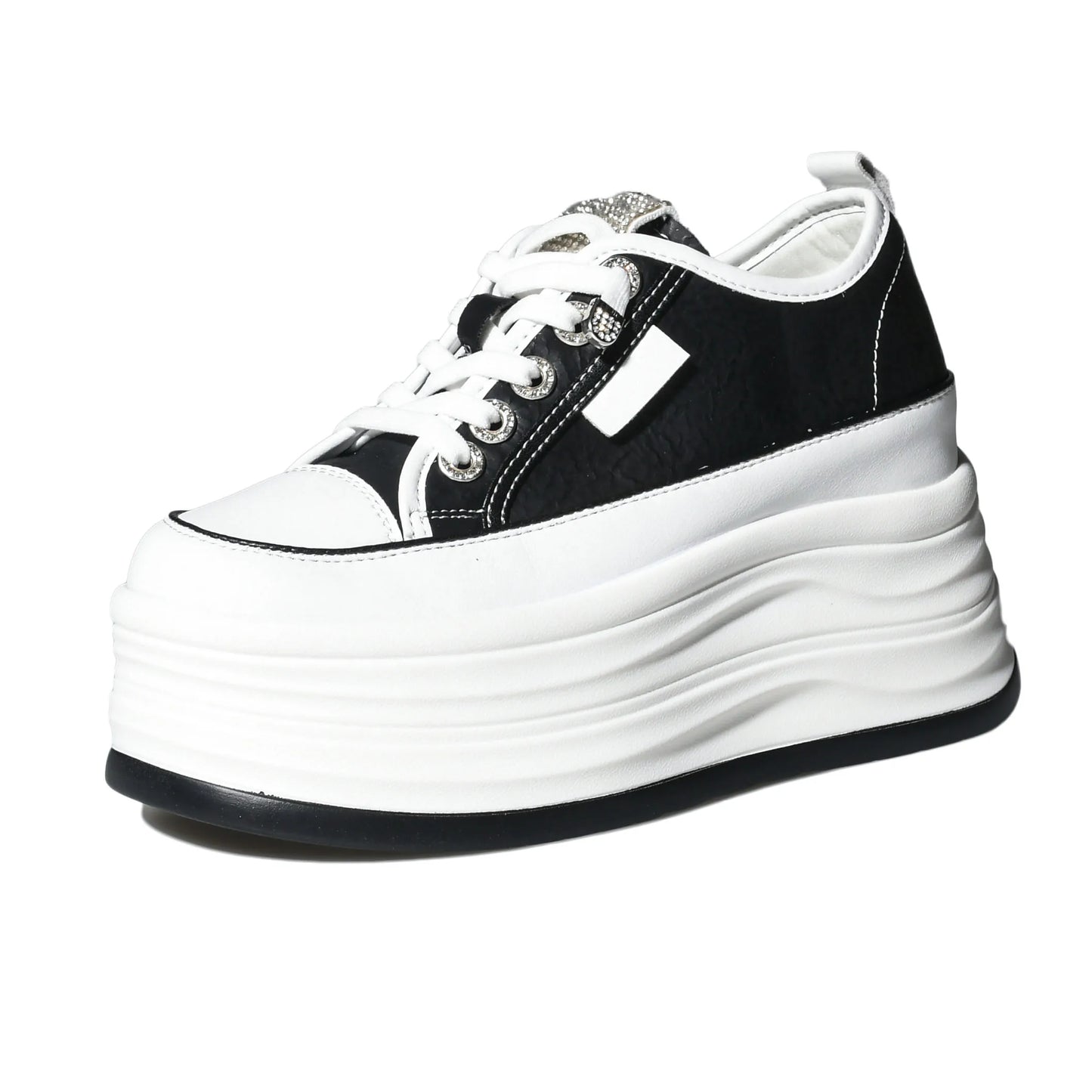 Fujin Casual Shoes For Woman Shoes on Platform Heel Shoes 9 cm 3 inch  White Comfortable High Heel Hidden Chunky Wedge Sneakers