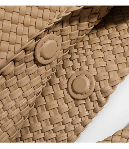 Women's Fashionable Woven PU Leather Tote Bag Shoulder Handbag Top-Handle Bag with Purse - Stylish Woven Bag Purses