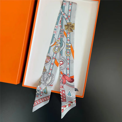 Luxury Brand Horse Bag Scarf 2024 New Design Womens Silk Scarf Fashion Head Scarf Headwear Long Skinny Scarves Bag Accessories