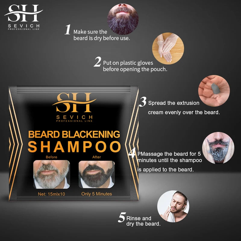 5-20PCS Natural Hair Dye Black Beard Shampoo Beard Paint Men Beard Coloring Dye 5 Minutes Temporary Blackening Moustache Shampoo