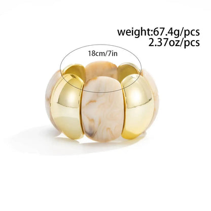 IngeSight.Z 6 Style Boho Punk Geometric Acrylic Resin Elasticity Bangles Women Vintage CCB Beads Bangle Bracelets Charm Jewelry