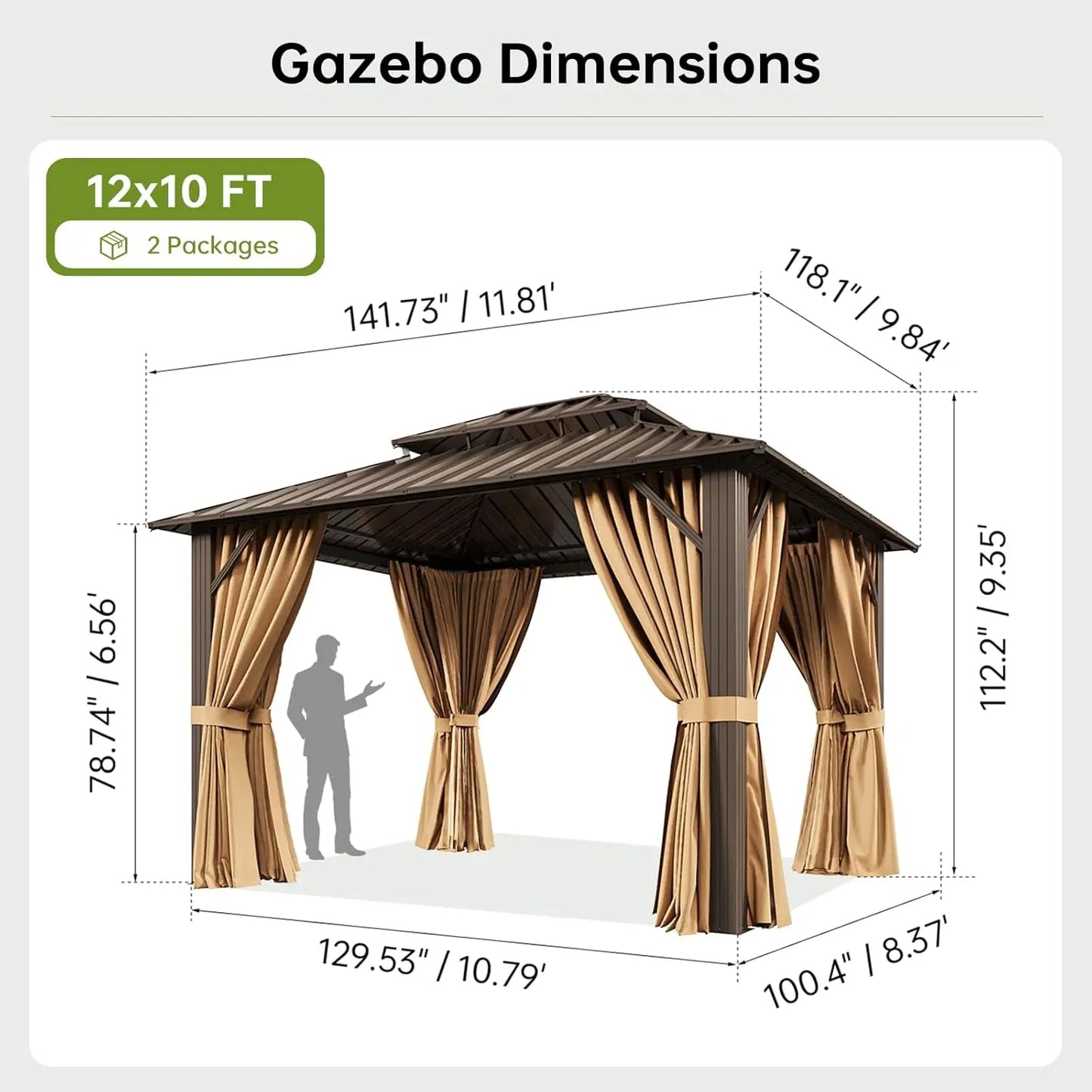 Premium Hard Roof Gazebo Heavy Duty Metal Frame Waterproof Sunshade Permanent Outdoor Pergola With Curtains And Netting