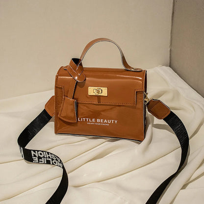 Bright Leather Kelly Bag - Printed Shoulder Crossbody Purse, Women's Easy-to-Match Fashion Handbag