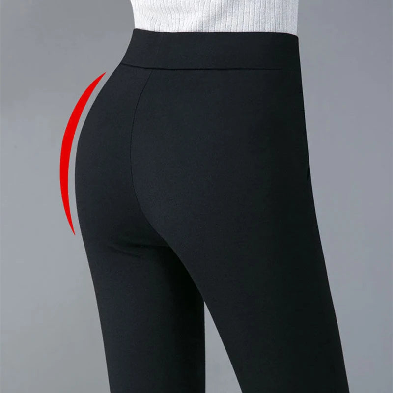 Thin & Thick Winter Pencil Pants Fleece Thermal Womens Snow Plush Strench Lady OL Slim Trousers Thichen Femal Clothing Leggings