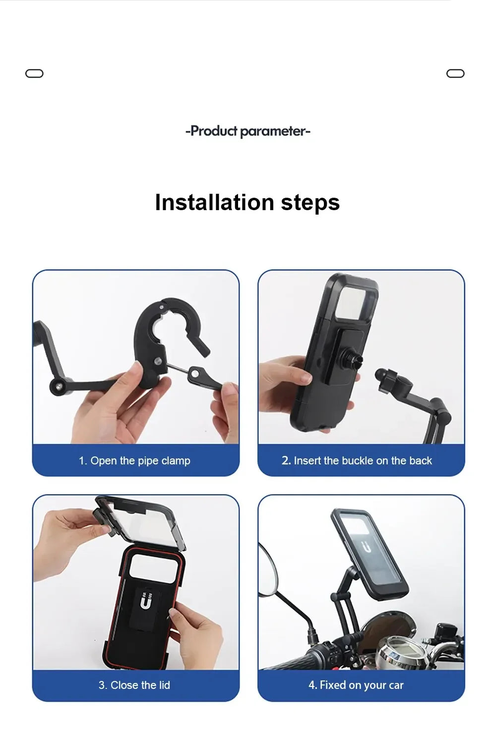 Waterproof 360° Swivel Phone Mount for Motorcycle/Bike – Adjustable Universal GPS Holder for Cellphones & Navigation Apps