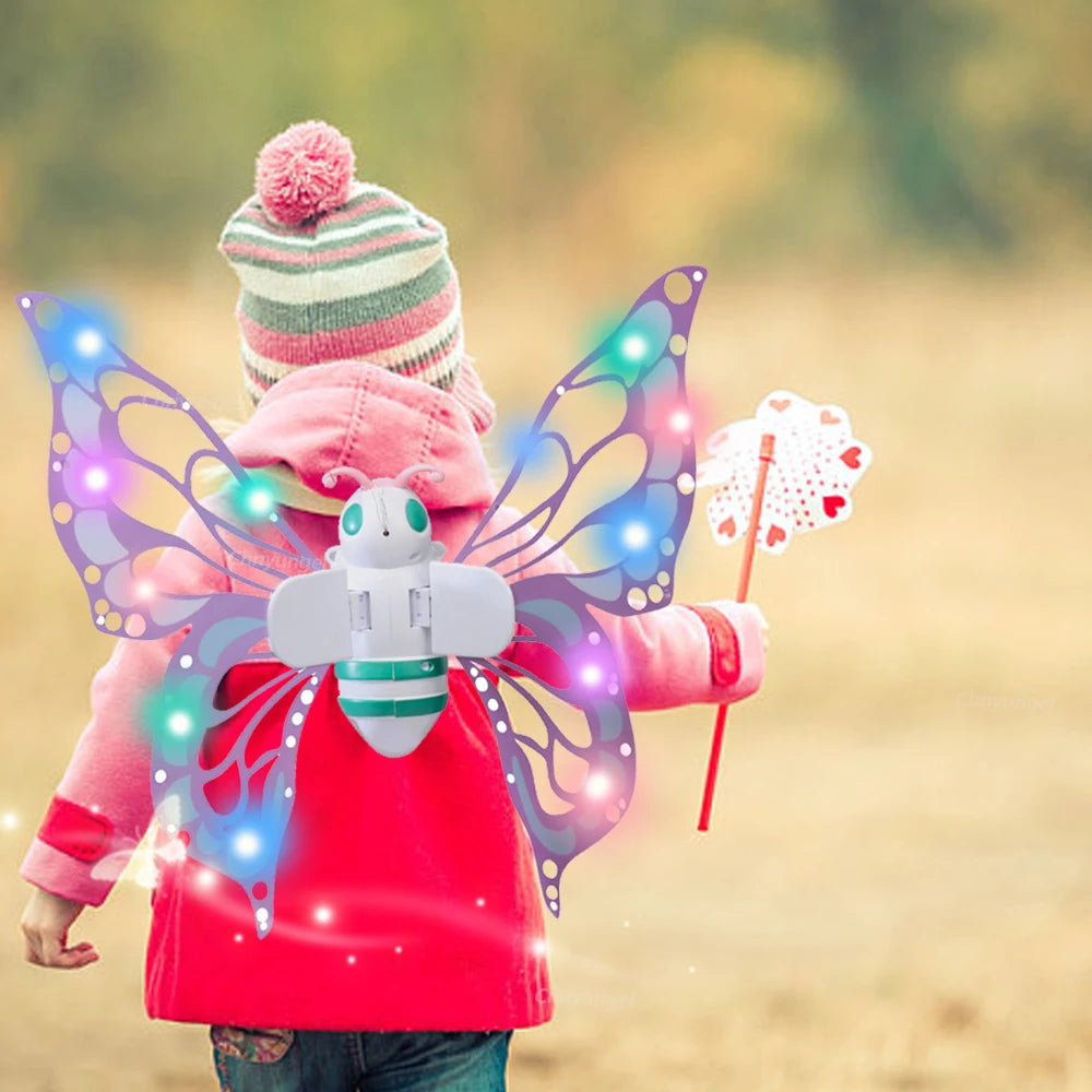 Electric Butterfly Wings Moving Elf Wing with Light Fairy Wings for Kids Birthday Christmas Cosplay Dress Up Angel Girls Toy
